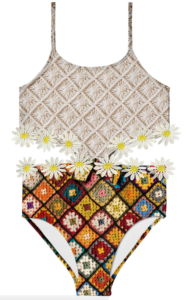 Macrame & Crochet Print Bathing Suit Swim Stella Cove 