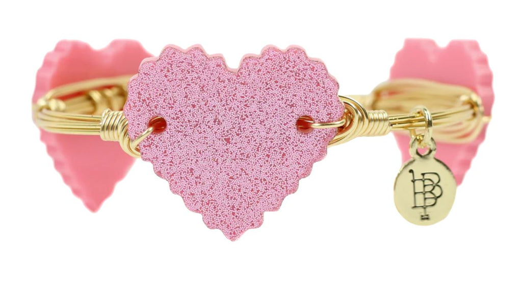 Pink Glitter Heart Bangle Bracelet Accessories Bourbon and Boweties 
