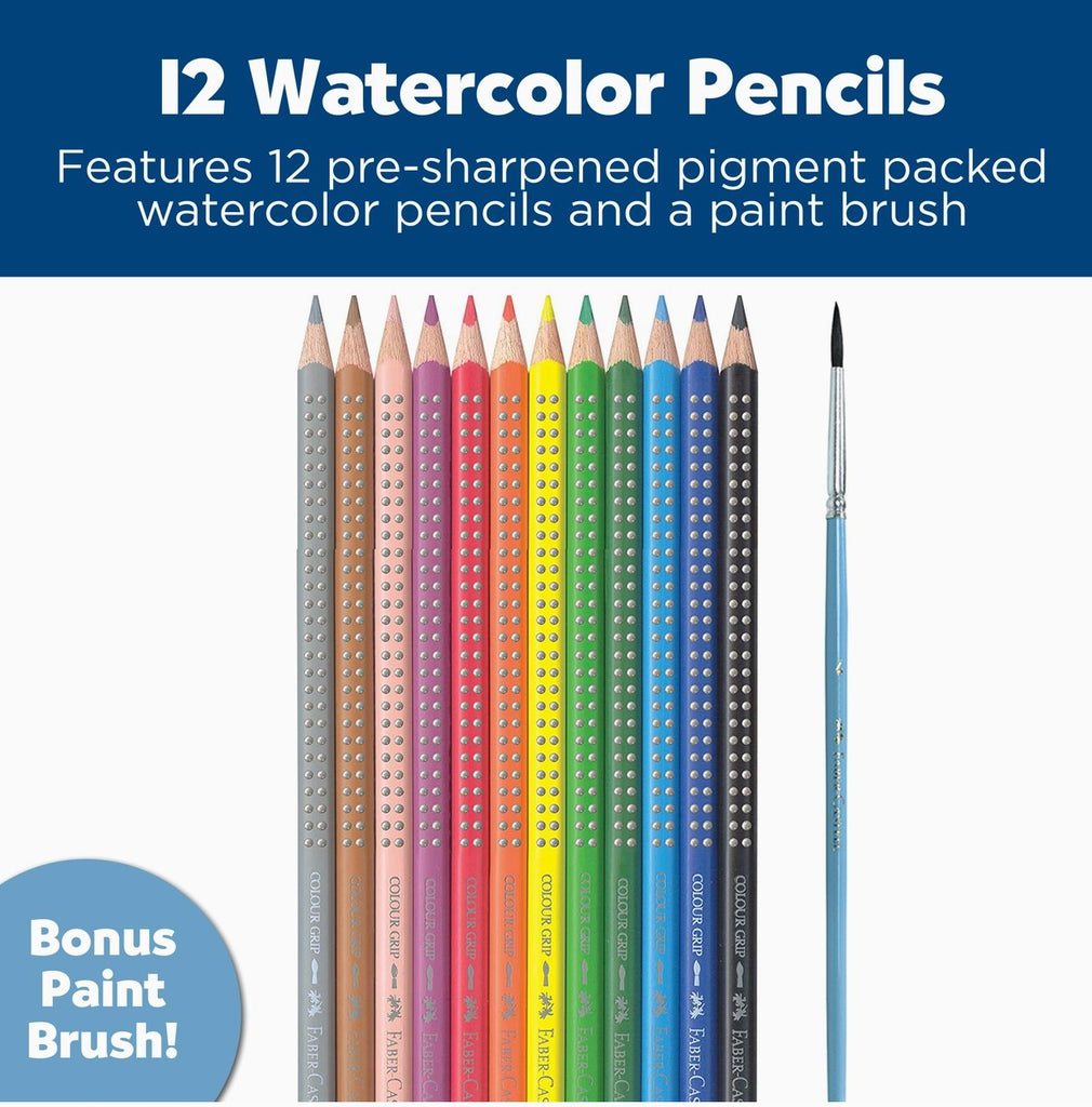 12 Grip Watercolor Pencils with Raised Grip Color Pencils Faber Castell 