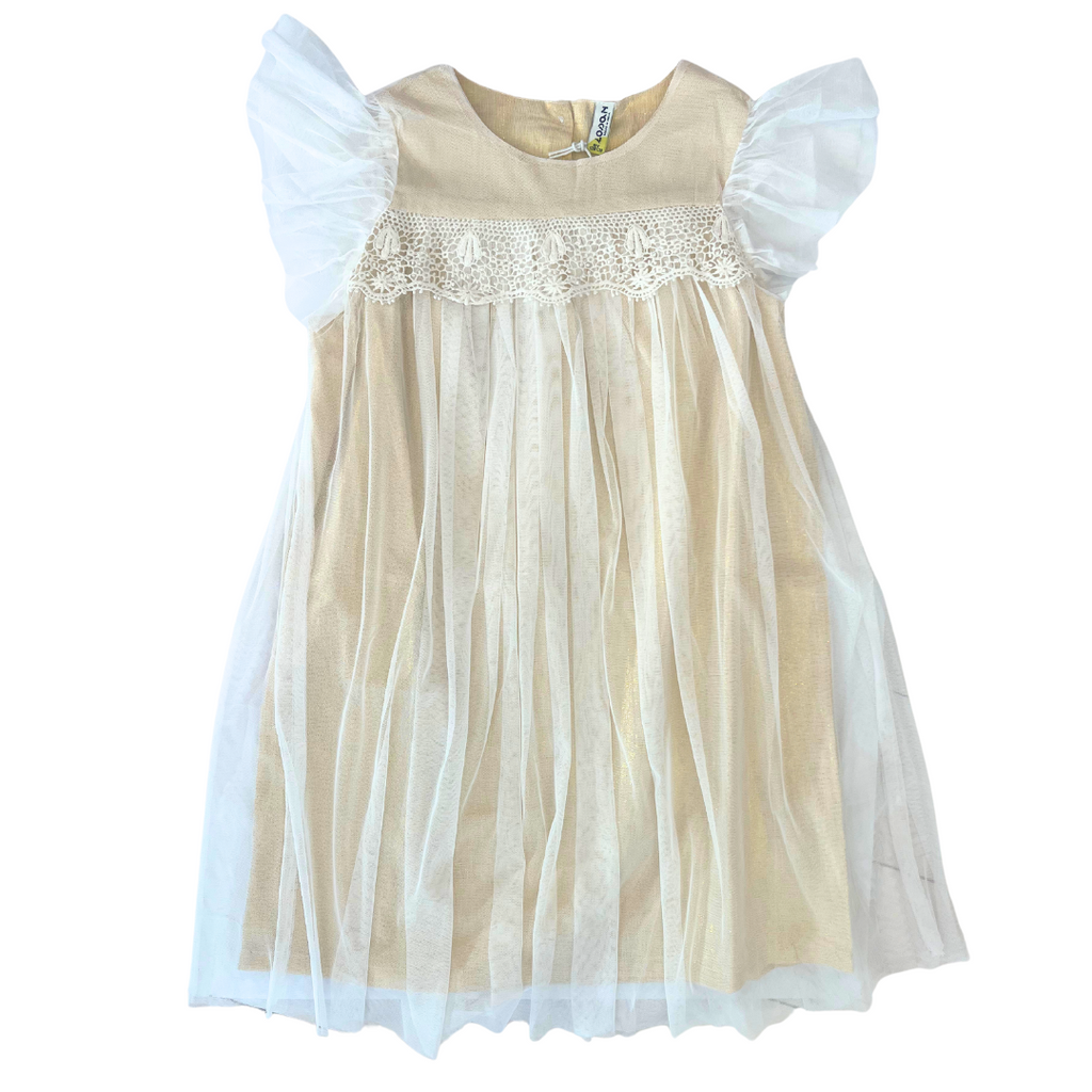 Losan Ecru Gold Tulle Dress