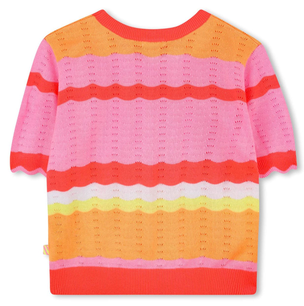 Billieblush Coral Knit Striped Top Top Billieblush 