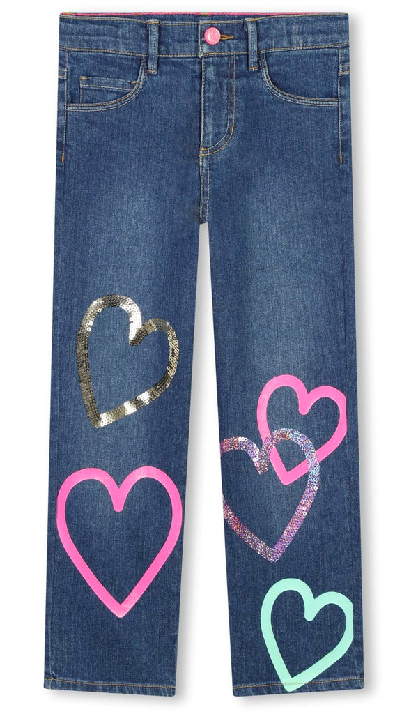 Billieblush Denim Jeans With Heart Graphic Pants Billieblush 