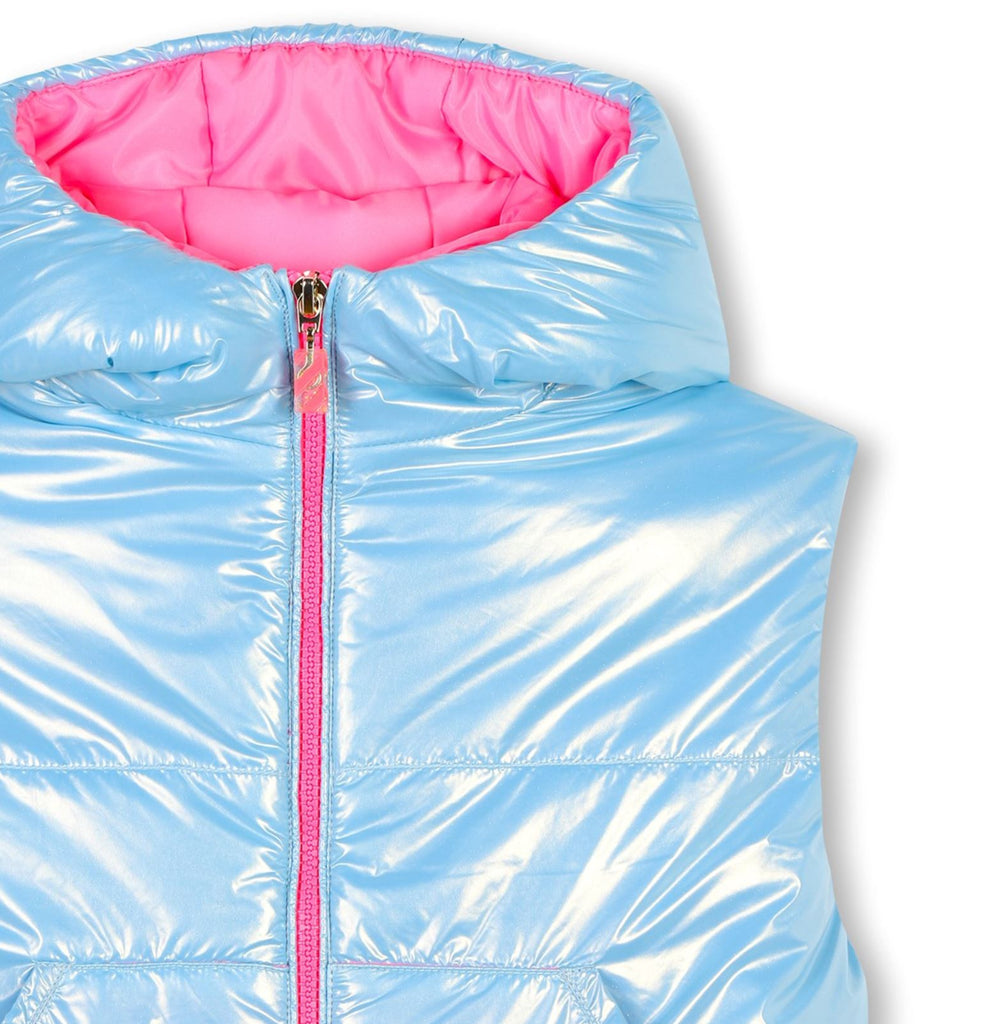 Billieblush Iridescent Light Blue Puffer Vest Jackets & Coats Billieblush 