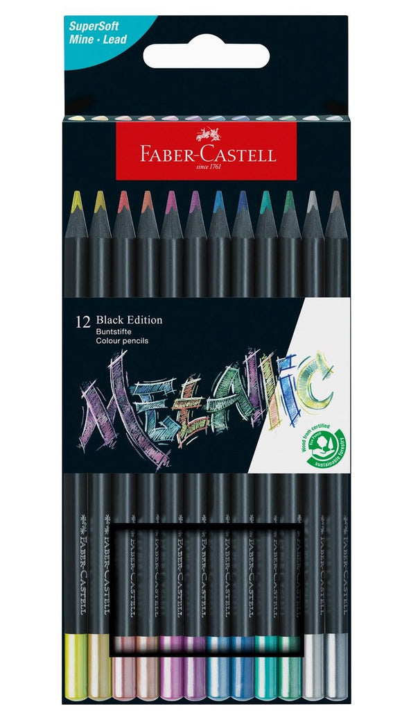 Black Edition Metallic Color Pencils (12 Count Set) Color Pencils Faber Castell 