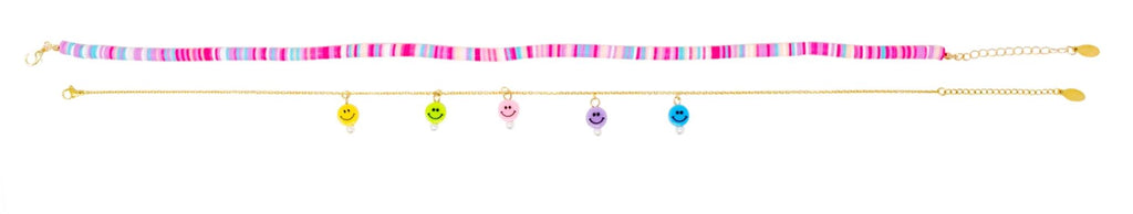 Colorful Disk Necklace & Charm Duo - Happy Faces jewelry ZOMI GEMS 