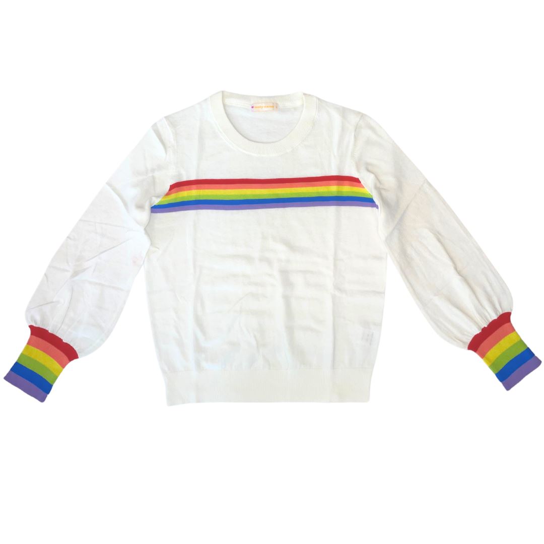 Cream Puff Sleeve Rainbow Sweater - Main Image