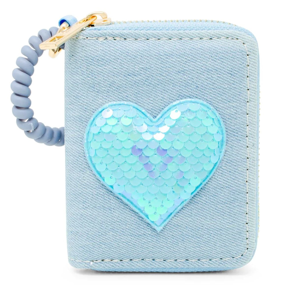 Denim Blue Sequin Heart Wallet Accessories ZOMI GEMS 