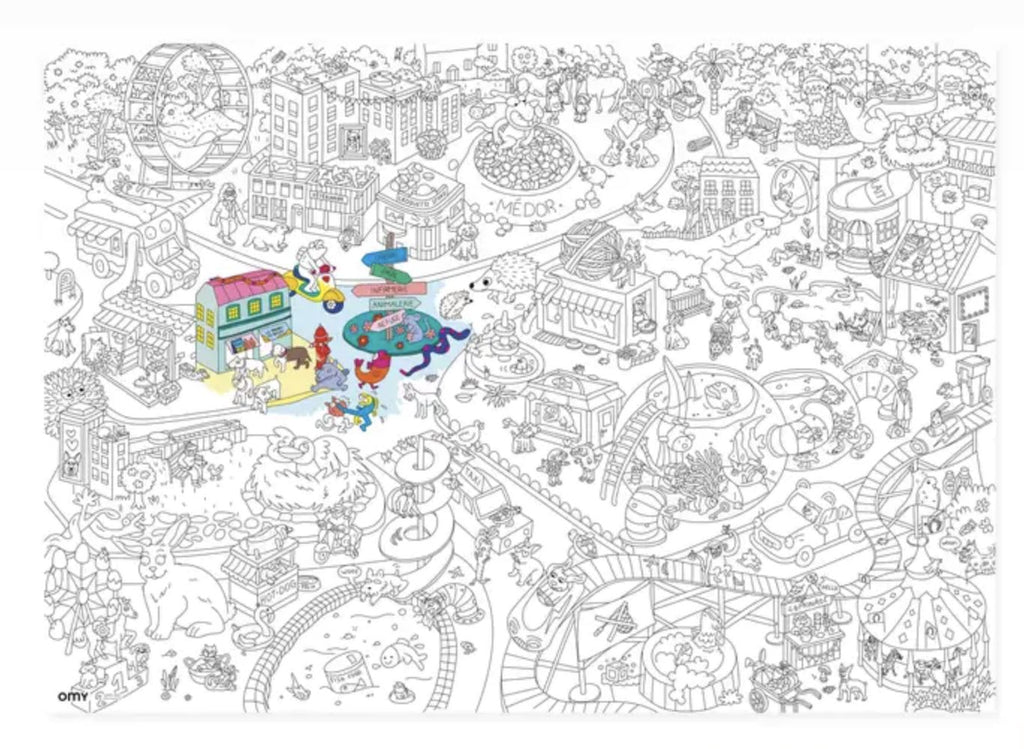 Giant Animal City Coloring Poster Coloring Poster omy 