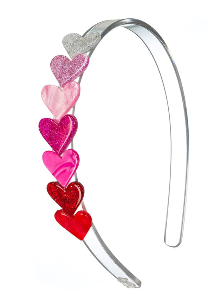 Glittered Mini Hearts Pearlized Headband Accessories Lilies & Roses NY 