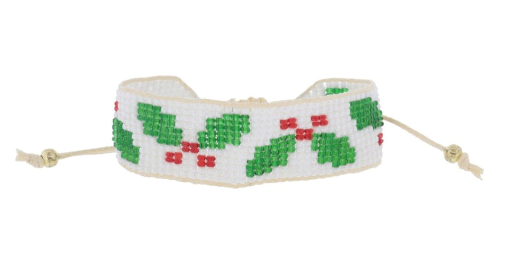 Green & Red Holly Beaded Bracelet jewelry Jane Marie 