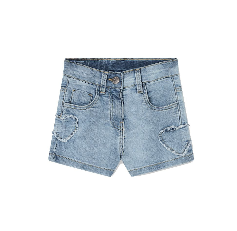 Losan Denim Shorts With Heart Patches Shorts Losan Kids 