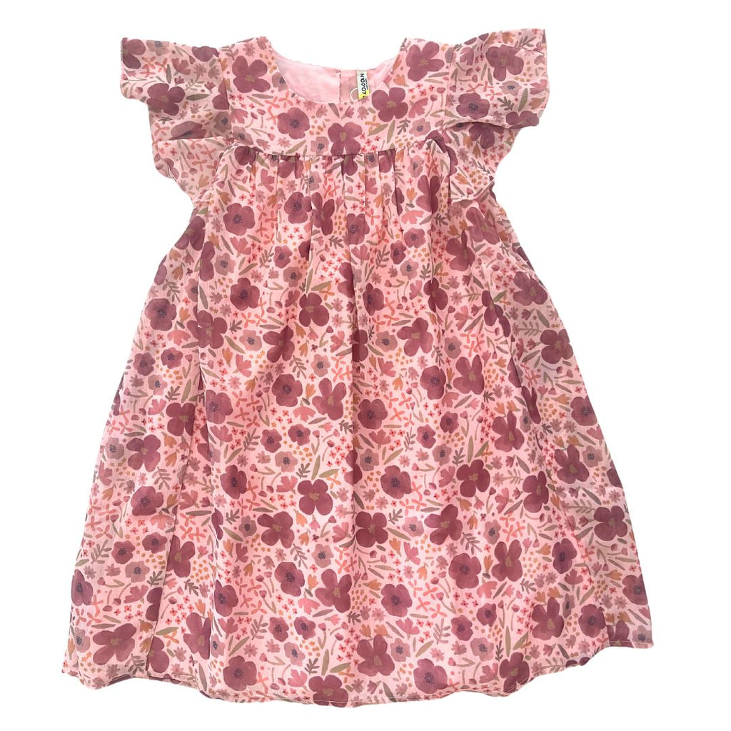 Losan Pink Floral Polychifon Dress Dress Losan Kids 