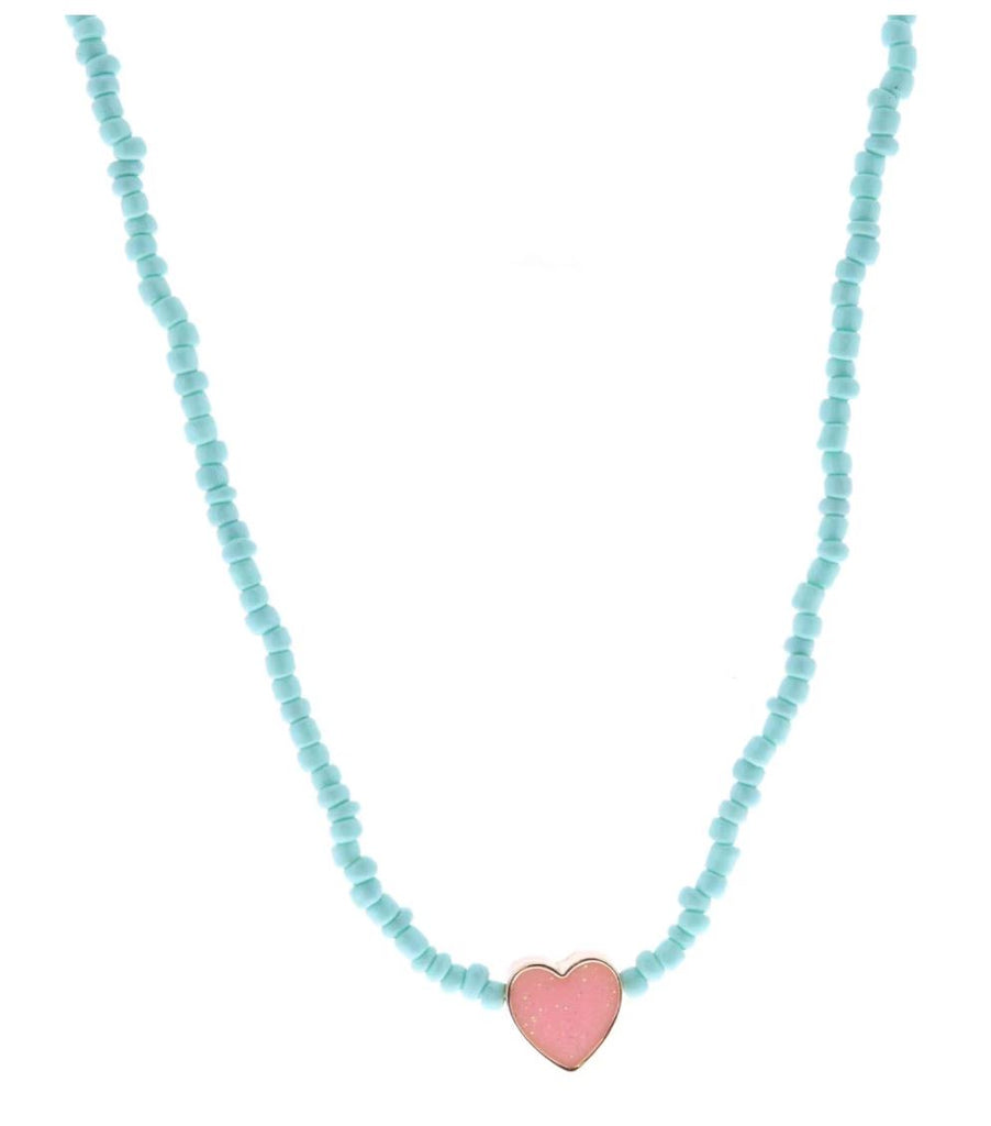 Mint Seed Bead with Heart Necklace jewelry Jane Marie 