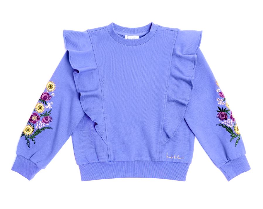 Nicole Miller Embroidered Floral Sweatshirt Tops Nicole Miller 