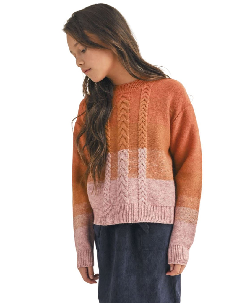 Pink & Orange Color Block Pullover sweater Heart and Arrow 