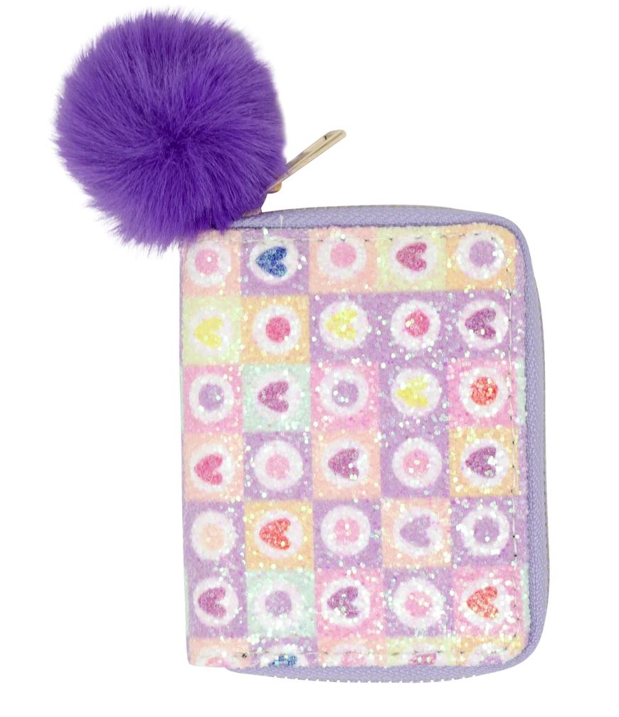 Purple Glitter Heats Wallet Accessories ZOMI GEMS 