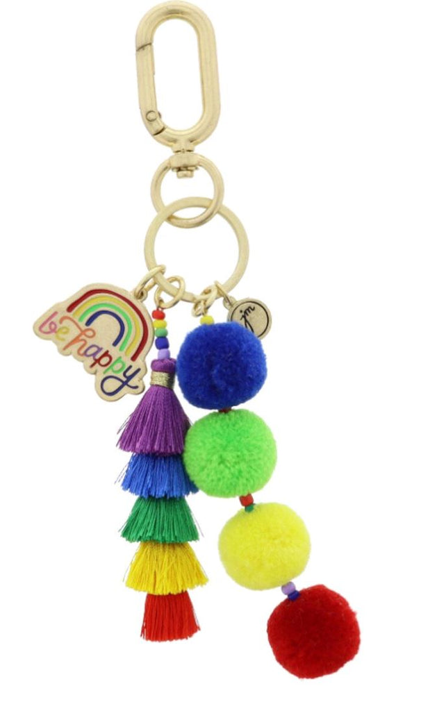 Rainbow Tassels with Multi Poms Keychain Accessories Jane Marie 