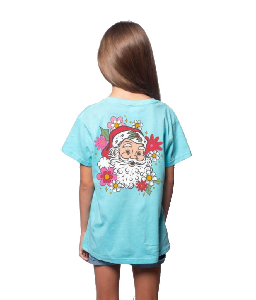 Retro Floral Santa T-Shirt Tops Jane Marie 