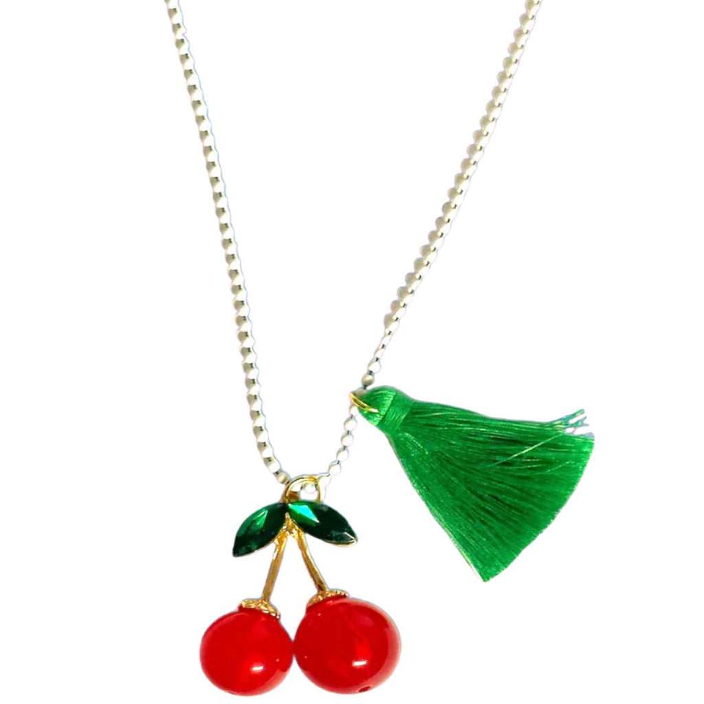 Rhinestone Cherries Necklace Accessories Gunner & Lux 