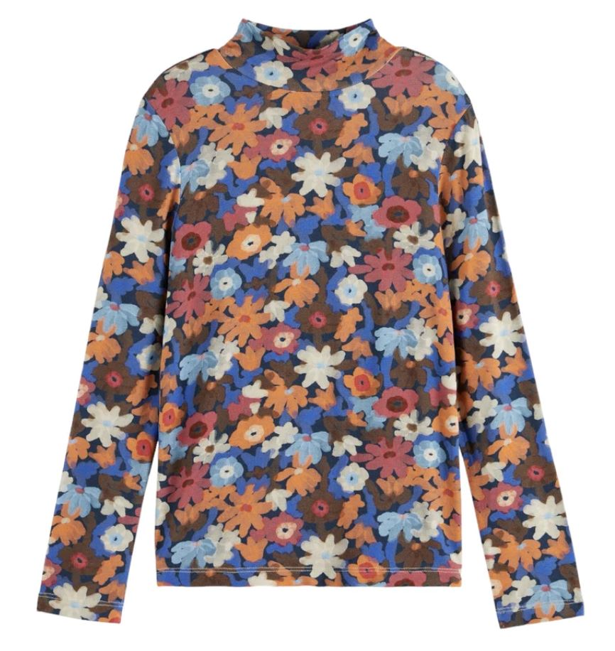 Scotch & Soda Allover Flowers Mock Neck Tops Scotch & Soda 