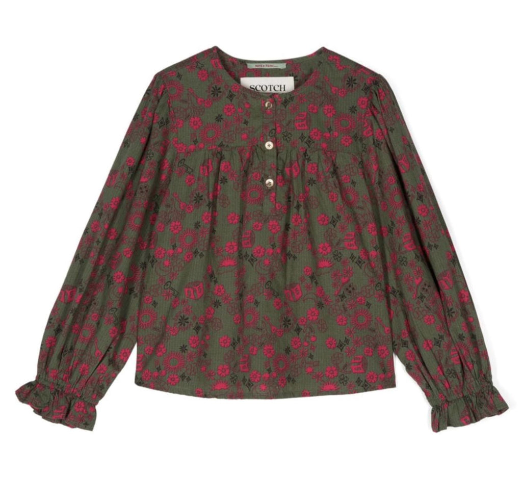 Scotch & Soda Flora; Printed Structured Long Sleeve Blouse Tops Scotch & Soda 