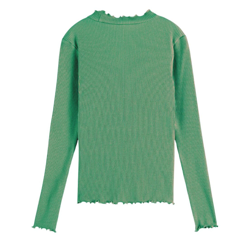 Scotch & Soda Long-Sleeve Ribbed T-Shirt In Green Tops Scotch R' Belle 