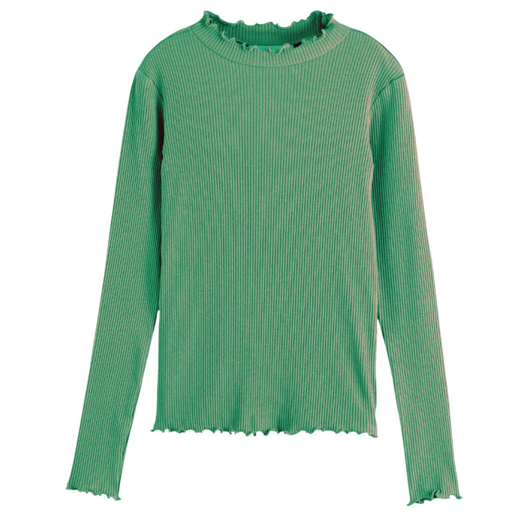 Scotch & Soda Long-Sleeve Ribbed T-Shirt In Green Tops Scotch R' Belle 