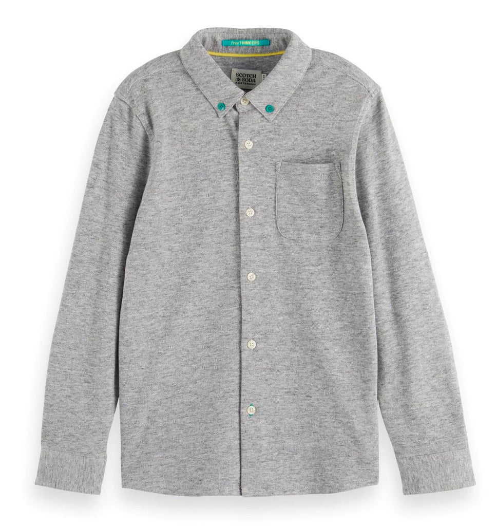 Scotch & Soda Regular-Fit Pique Shirt-Grey Shirts Scotch & Soda 