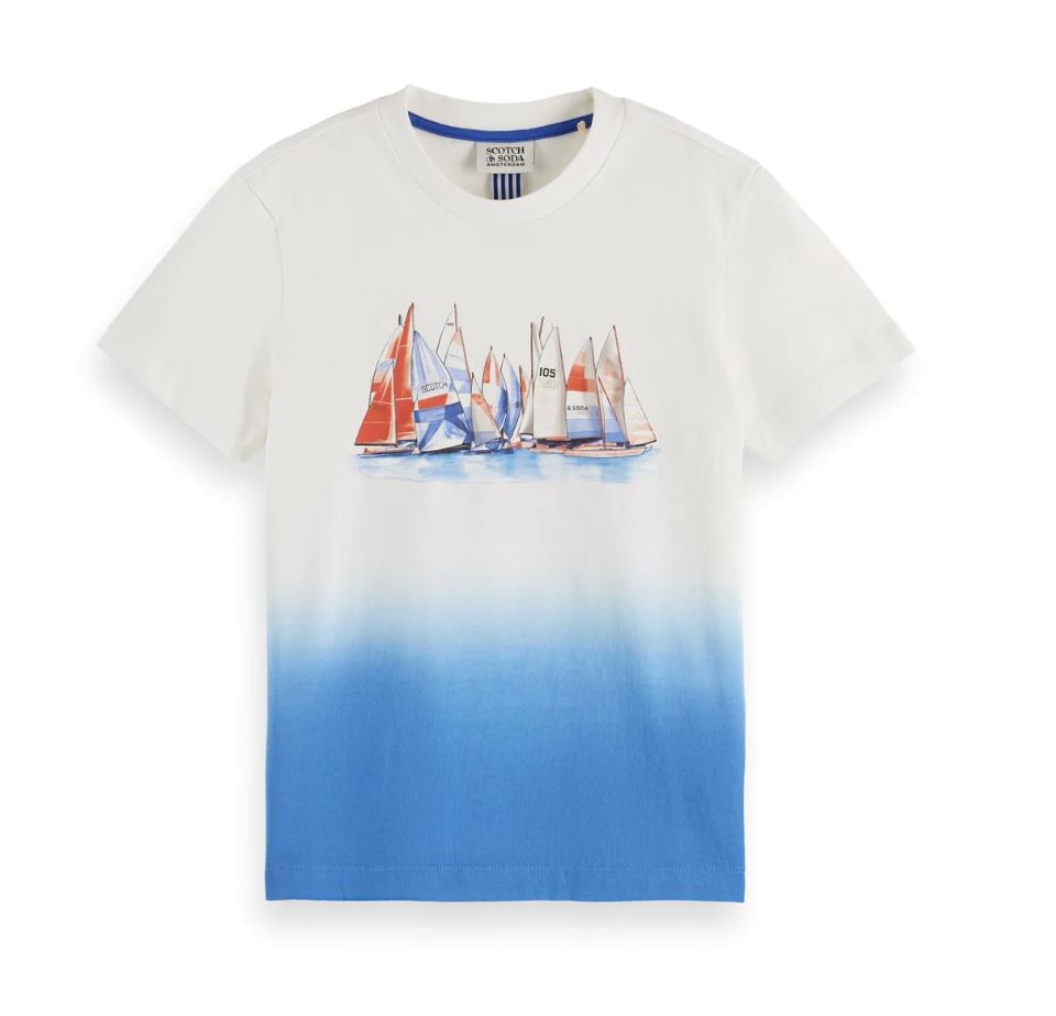 Scotch & Soda Relaxed-Fit Dip-Dyed T-Shirt In Off-White Tops Scotch & Soda 