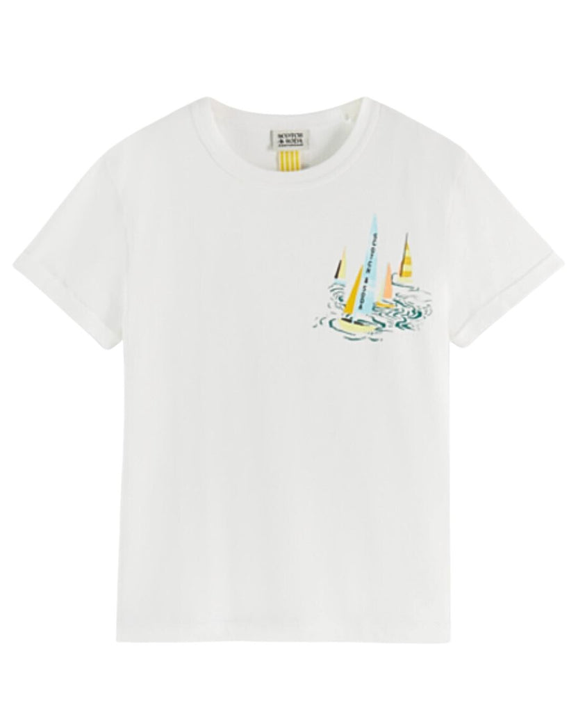 Scotch & Soda Sea Side Artwork T-shirt In White Shirts Scotch & Soda 