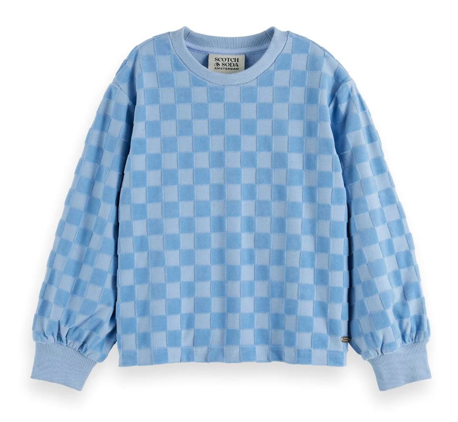 Scotch & Soda Velour Checkerboard Crewneck sweater Scotch & Soda 