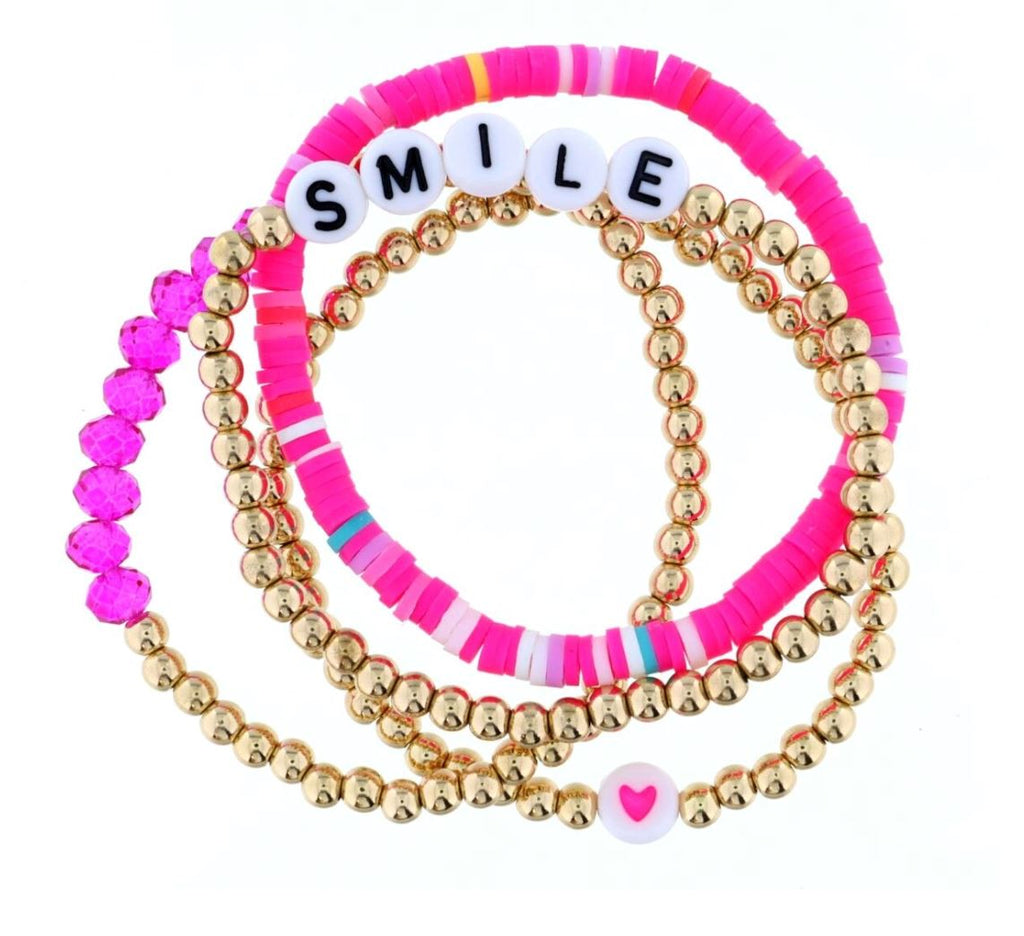 Set of 4 Beaded Bracelet with "Smile" jewelry Jane Marie 