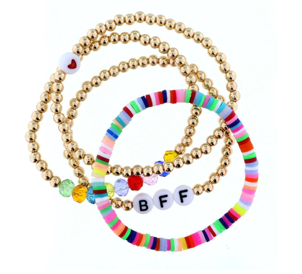 Set of 4,Beaded Bracelet with "BFF" Accessories Jane Marie 