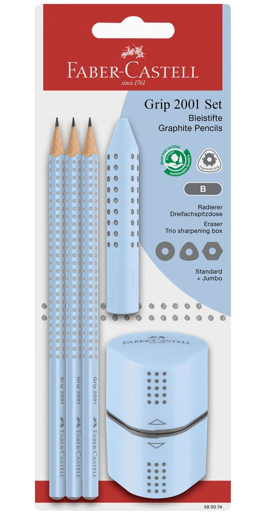 Sky Blue School Set (Pencils, Eraser & Sharpener) Pencils Faber Castell 