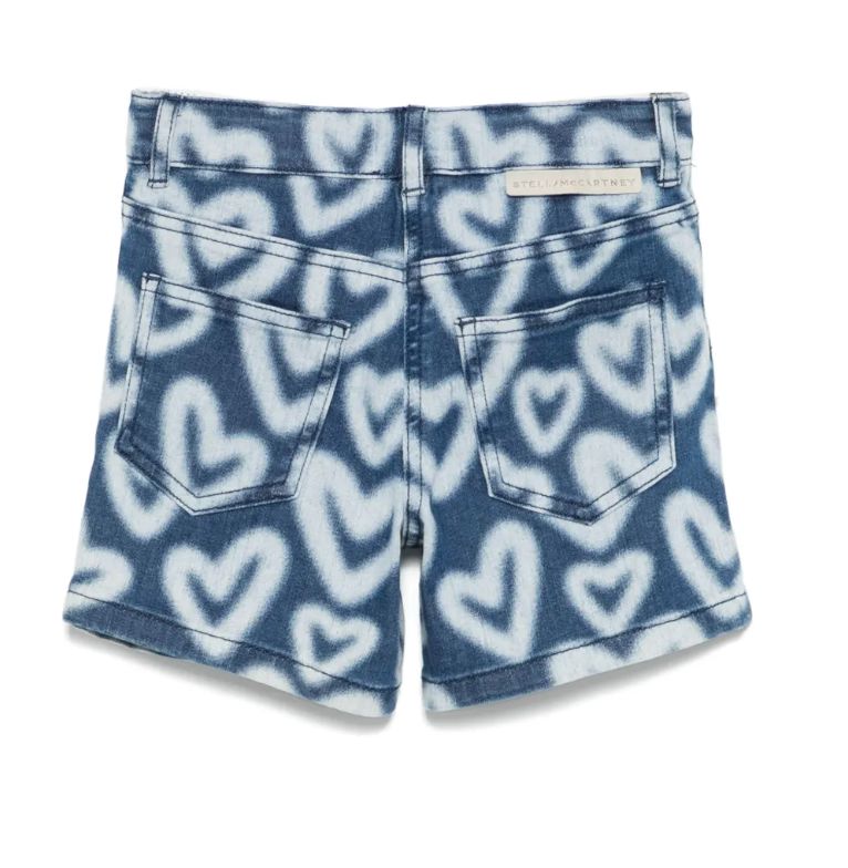 Stella McCartney Kids Bleached Hearts Denim Shorts Shorts Stella McCartney Kids 