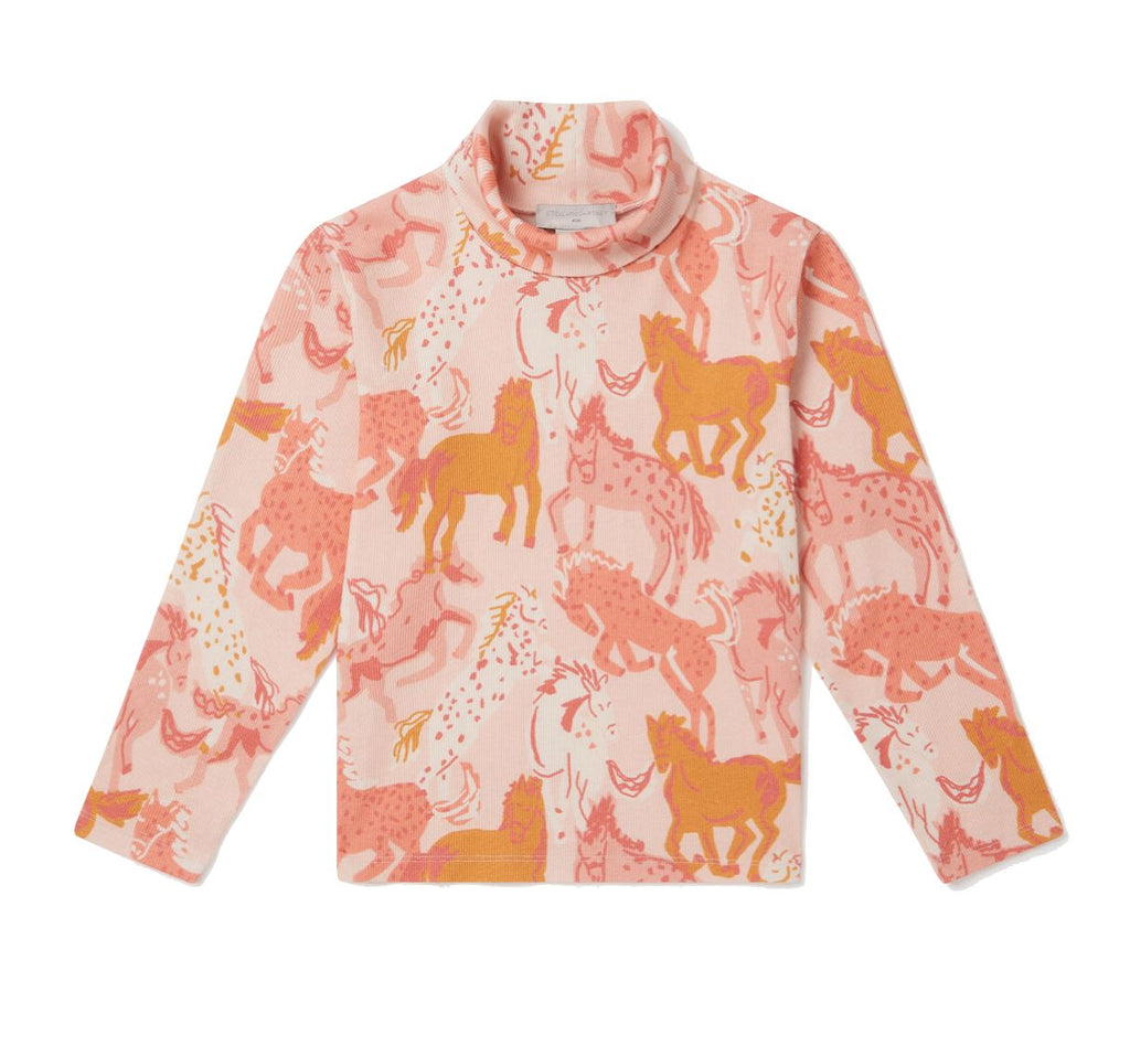 Stella McCartney Kids Horse Print Turtleneck Top Tops Stella McCartney Kids 