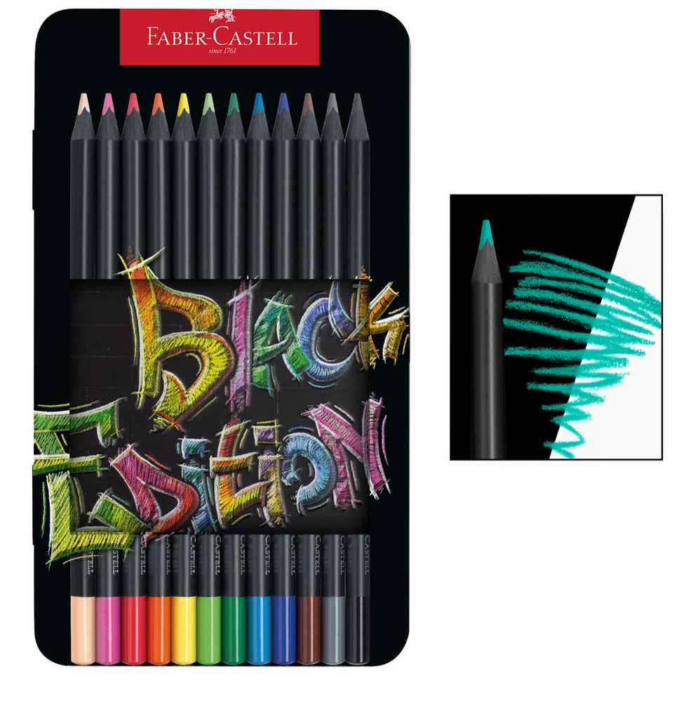 Super Soft Black Edition Colored Pencils (Gift Tin of 12) Color Pencils Faber Castell 