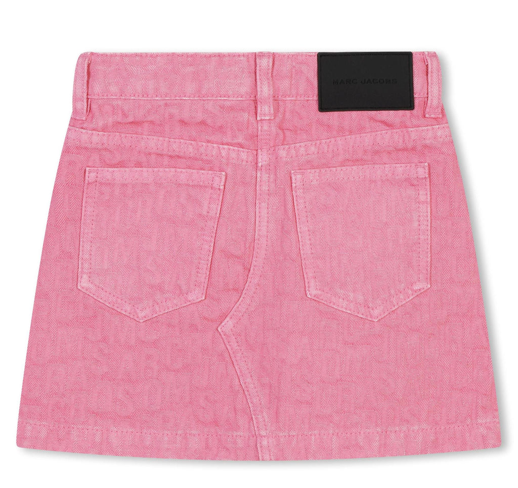 The Marc Jacobs Allover Logo Print Skirt In Fuchsia Skirt The Marc Jacobs 