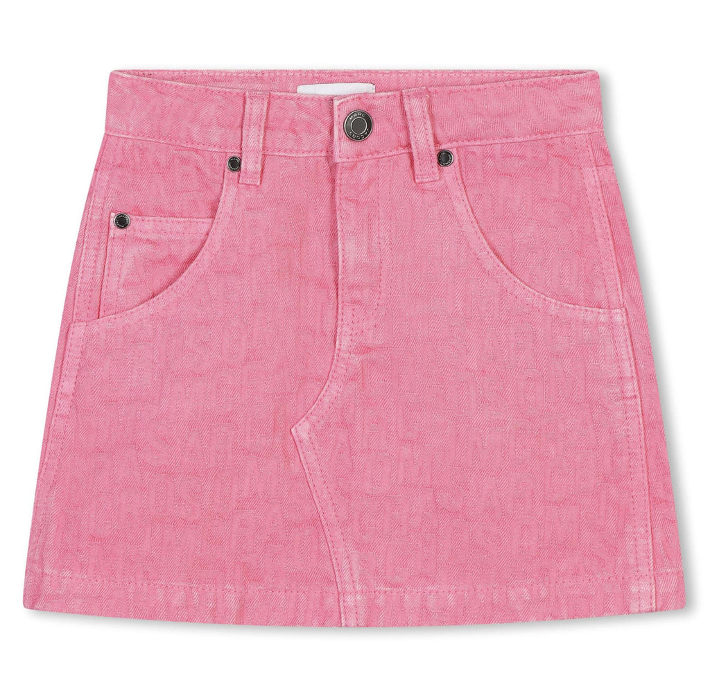 The Marc Jacobs Allover Logo Print Skirt In Fuchsia Skirt The Marc Jacobs 