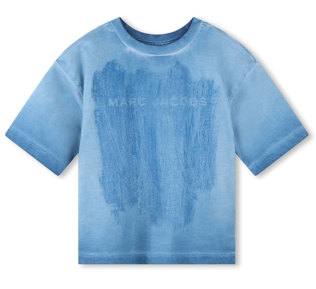 The Marc Jacobs Destroy Effect Logo Tee In Blue Tops The Marc Jacobs 