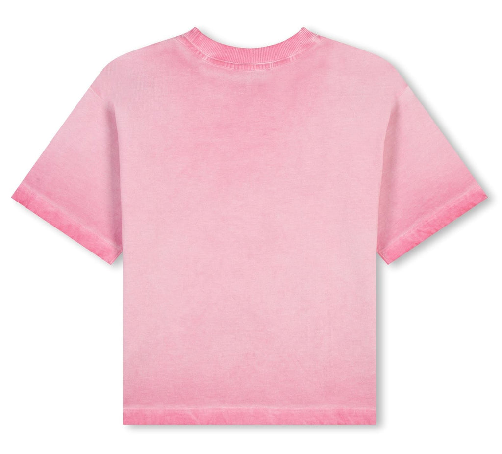 The Marc Jacobs Destroy Effect Logo Tee In Fuchsia Tops The Marc Jacobs 