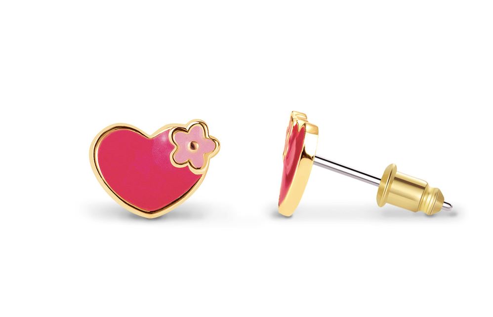 Valentine's Heart and Flowers Stud Earrings earrings Girl Nation 