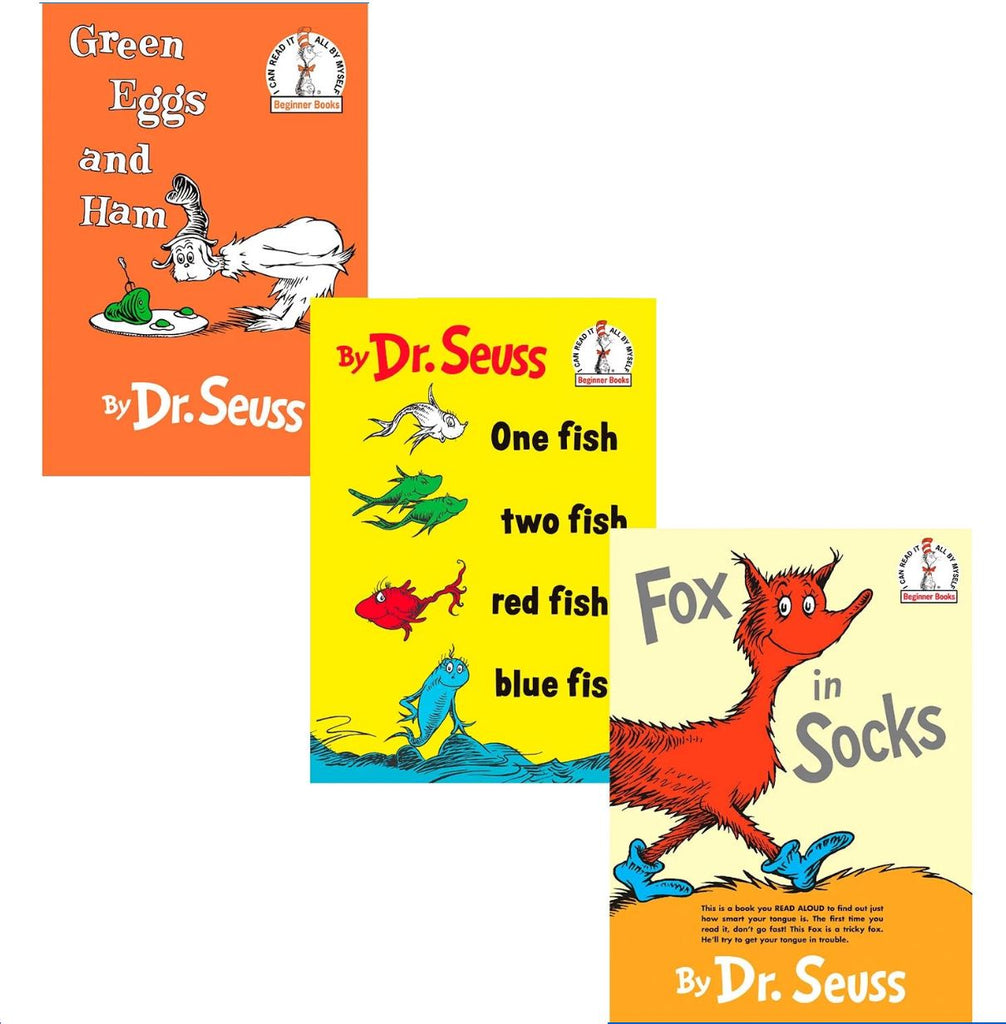 DR. Seuss 3-pack Beginner Books (Green Eggs and Ham; Fox in Socks; One Fish Two Fish) books Swoop 
