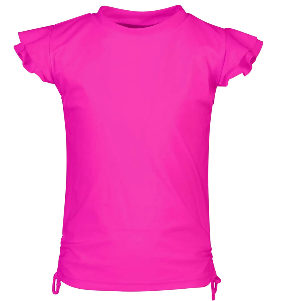 Neon Queen Pink Flutter Sleeve Rash Top Swim Snapper Rock Swimwear 
