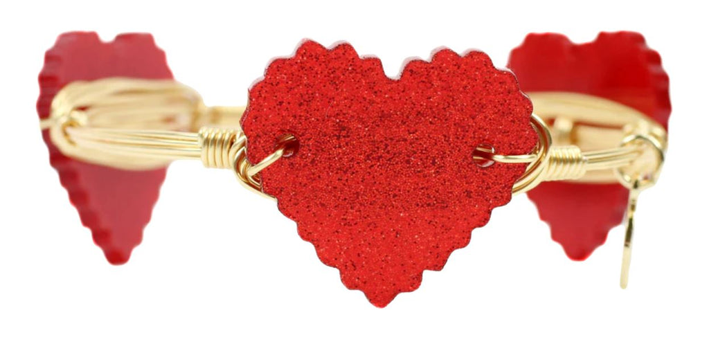 Red Glitter Heart Bangle Bracelet Accessories Bourbon and Boweties 