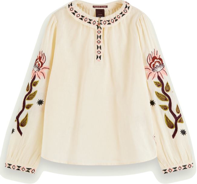 Scotch R' Belle Embroidered Long Sleeve Boho Top Tops Scotch R' Belle 